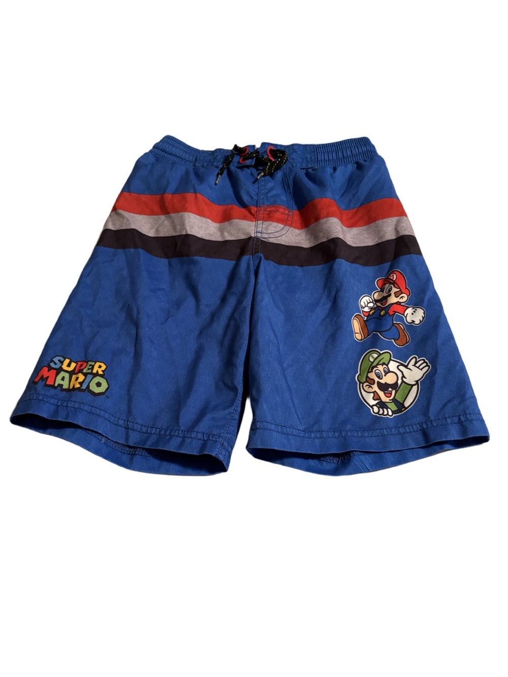 Boys Nintendo Super Mario Blue Swim Shorts Size Small
